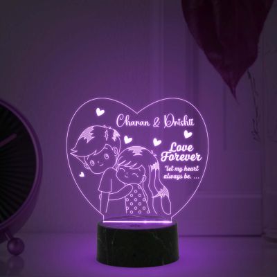 Love Forever Couple Night lamp with Multicolored Light Customized with Name Gift for Loveable Person